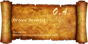 Orova Arnold névjegykártya